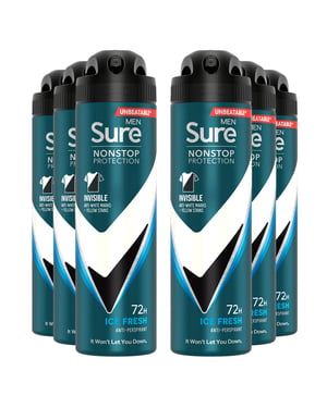 Sure Men Nonstop Protection Invisible Anti-Pespirant Deo Ice Fresh 150ml, 6 Pack