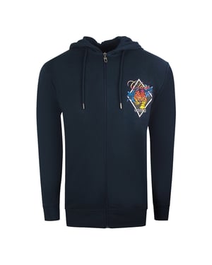 Cavalli Class Diamond Logo Marinblå huvtröja med dragkedja