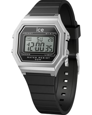 Ice Watch Ice Digit Retro - Black Silver Dames Horloge Zwart 022063