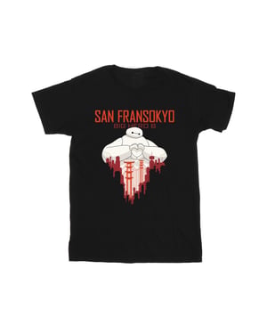 Disney Heren Big Hero 6 Baymax San Fransokyo Hart T-Shirt (Zwart)