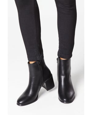 Morgan Round Toe Medium Block Heel Ankle Boots