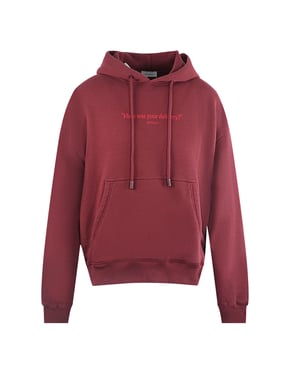 Off-White How Was Your Delivery Dark Red Skate Hoodie