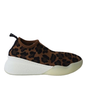 Stella McCartney Slip-On Sneakers i Leopardmönstrad Jacquardstickad