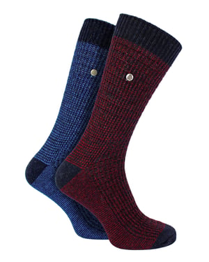 Mens Cotton Dress Socks | Jeep | Midweight Knit Spirit Socks, Casual Ribbed Pattern Everyday Socks - Navy / Purple