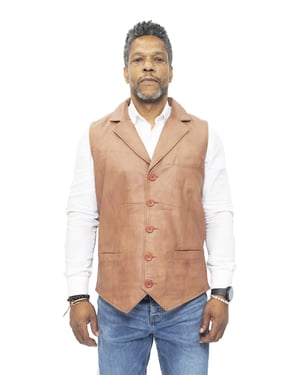 Heren slim klassiek lederen vest-Bristol