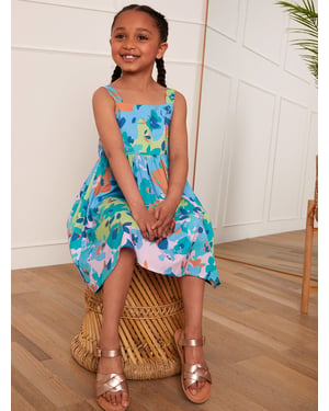 Younger Girls Floral Midi Dress in Blue