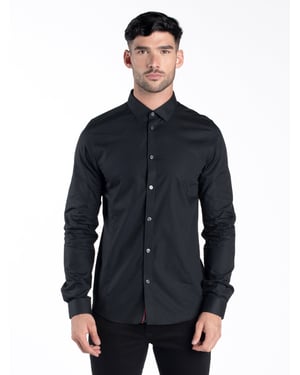 Luke 1977 Men's The Butchers Pencil Slim Fit Smart Shirt in Black