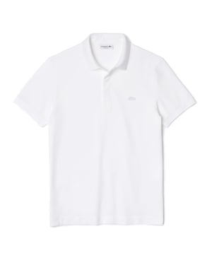 Lacoste White Paris Regular Stretch Cotton Piqué Polo Shirt