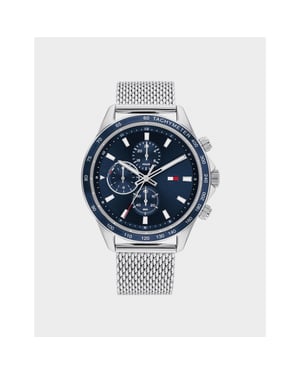 Accessoarer Tommy Hilfiger Miles Chronograph Mesh Armbandsur i marinblått och silver