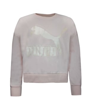 Puma Womens Classics Logo Metallic Crew Sweatshirt Rose 597405 87