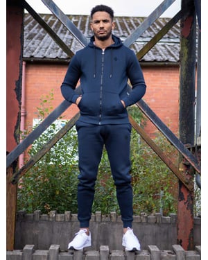 Enzo | Heren Zip Up Hoodie Tracksuit Set - Navy