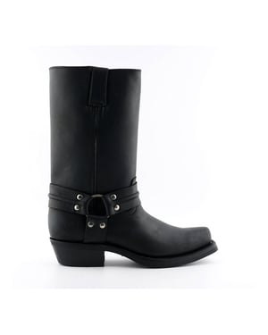 Grinders Unisex Black Western High Leather Boots- Renegade Hi