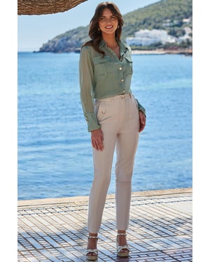 Natural Straight Leg Utility Trousers