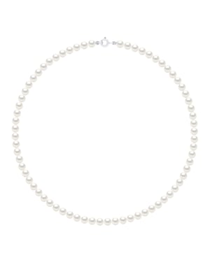 Halsband av äkta odlade sötvattenspärlor runda 5-6 mm