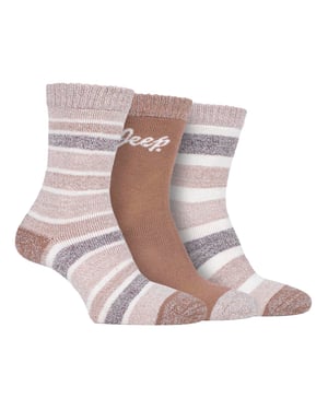 Jeeps - Set van 3 wandelsokken voor zwaar gebruik voor dames - Tan / Cream / Coffee