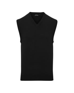 Premier Mens Knitted Sleeveless Sweater Vest (Black)