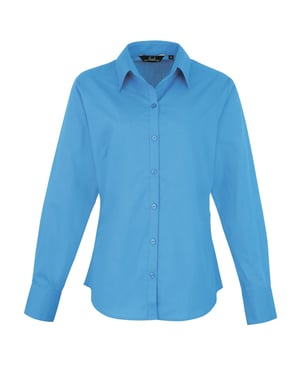 Premier Dames/Dames Popeline Blouse met Lange Mouwen (Saffier)