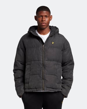 Lyle & Scott gewassen gewatteerd jack in zwart