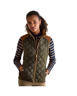 Joules Womens Braemar Luxe Showerproof Diamond Quilted Gilet