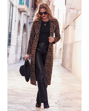 Leopard Print Premium Longline Coat