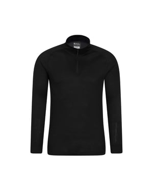 Mountain Warehouse Heren Talus Zip Neck Thermo Top met lange mouwen (Zwart)