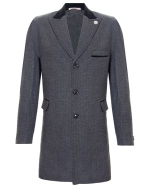 Heren 3/4 lange grijze Crombie overjas jas visgraat tweed jas Peaky Blinder