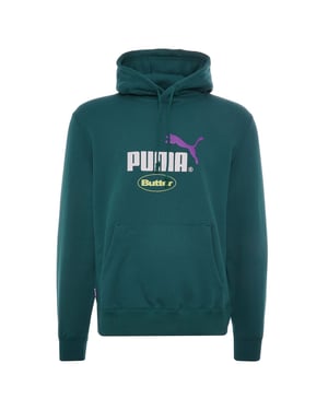 Puma x Butter Goods Long Sleeve Teal Pullover Mens Graphic Logo Hoodie 532438 40