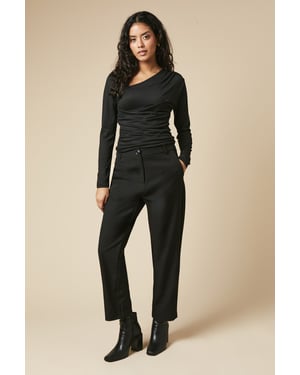 Petite Button Front Ankle Grzer Trouser