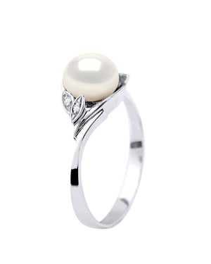 Zoetwater Parel Ring 7-8 mm en 0020 Cts Diamond Jewellery White Gold