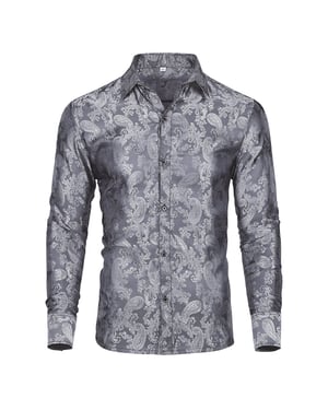 Slim Fit-skjorta med broderad grå paisley