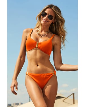 Orange Bar Detail Bikini Top
