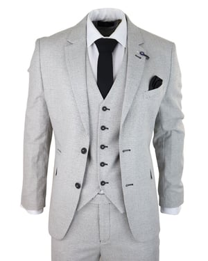 Heren 3-delig lichtgrijs geruit tweed retro klassiek pak