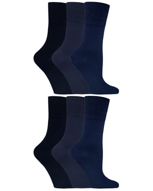 Gentle Grip - 6 paar diabetische damessokken - Donkerblauw 37