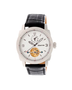 Heritor automatisch Helmsley semi-skelet lederen band horloge