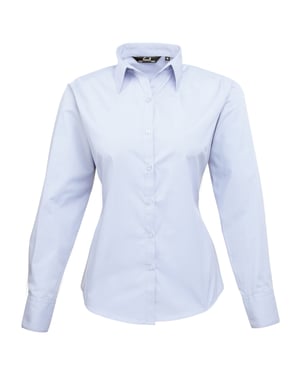 Premier Dames/Dames Popeline Blouse met Lange Mouwen (Lichtblauw)