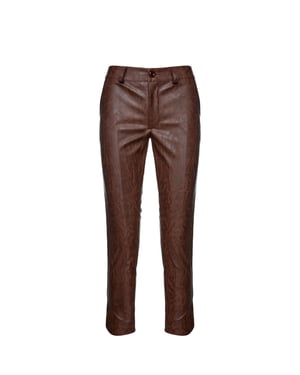 Chocoladebruin Faux Moiré Leer 7/8 Broek
