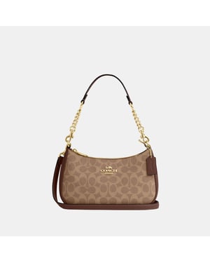 Teri Shoulder Bag in Signature Canvas with Chain Strap