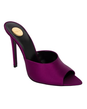 Saint Laurent Goldie Mules i satincrepé lila