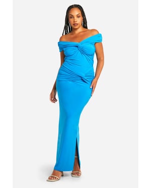 Plus Double Slinky Twist Detail Maxi Skirt
