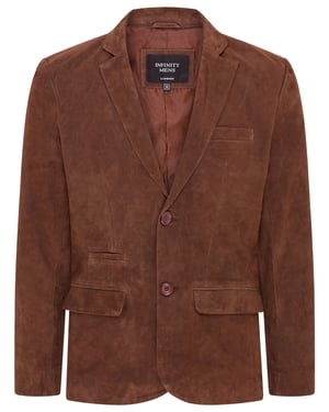 Heren Bruin Slim Geitensuède Italiaanse Blazer Jas-Somero