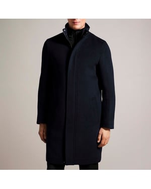 Heren Ted Baker Ederson Wollen Blend Trechterhals Mantel in Navy
