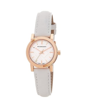 Burberry BU9209 Rose Goudkleurig Wit Leer Vrouwenhorloge