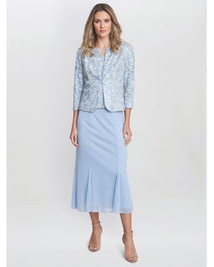 Joyce Midi Dress And Jacket With Embroidered Lace