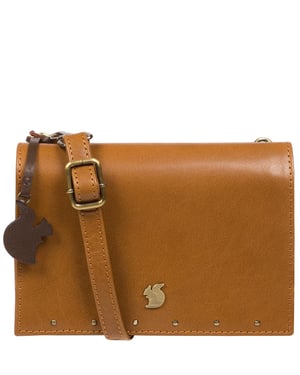 'Nemo' Dark Tan Leather Cross Body Clutch Bag