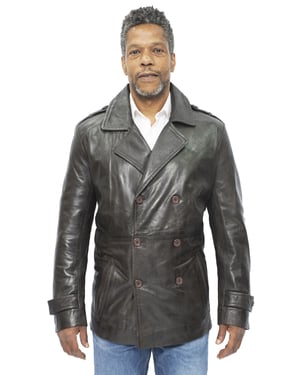 Heren lederen peacoat-Amara