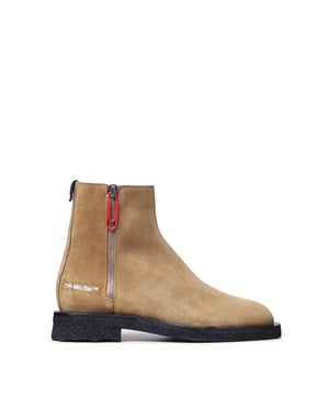 Men's Off White Suede Spongesole Ankle Boots in White
