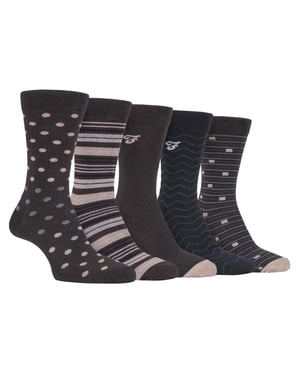 Farah - 5-Pack Heren Dunne Ademend Klassieke Polka Dot Patroon Zachte Bovenkanten Katoenen Dressokken - FCS273BRNGRY (Polka Dot)