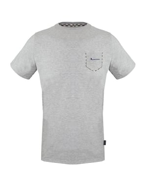Aquascutum geruit grijs T-shirt met zakafwerking