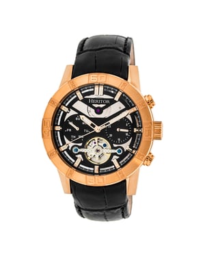 Heritor automatisch Hannibal semi-skelet lederen band horloge