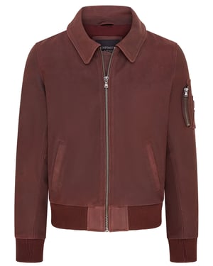 Herr Burgundy A2 Cowhide Leather Bomber Jacket-Eura